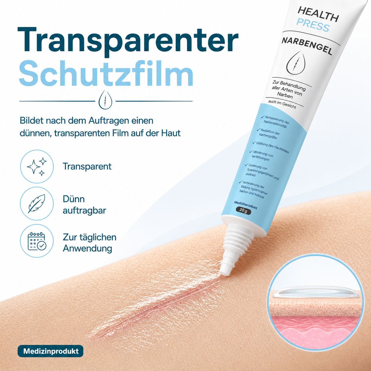 Health Press Narbengel – Narbensalbe zur Minderung von Narben – Für alle Narben geeignet
