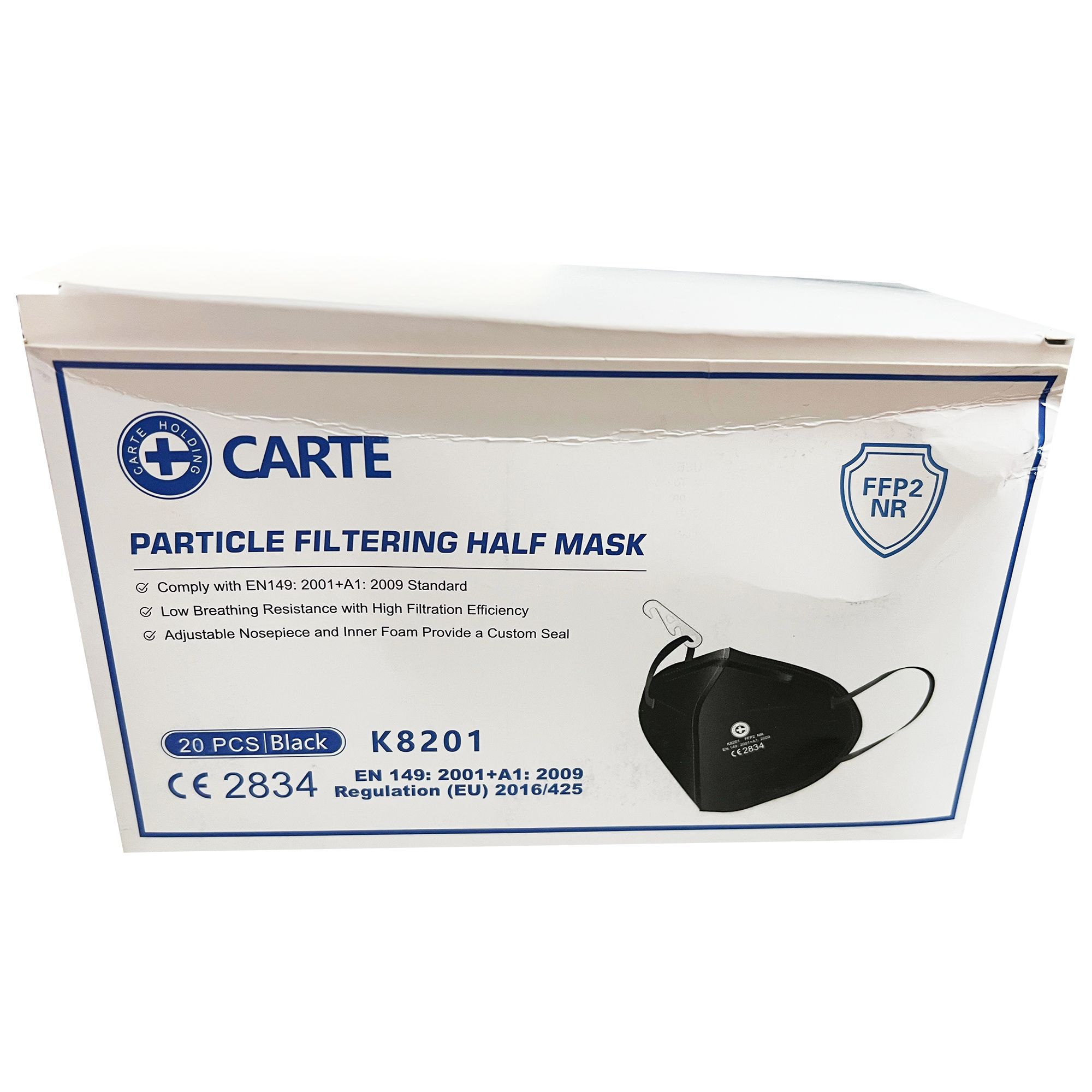 Carte FFP2-Maske mit Nasenbügel Schaumstoff, schwarz (20 Stück)