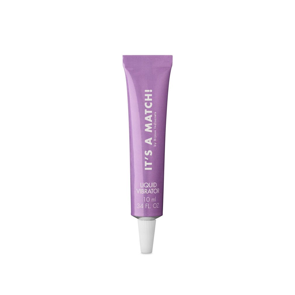Lila Tube mit Produktnamen. Text: IT'S A MATCH! Liquid Vibrator, 10 ml. Marke: Bijoux Indiscrets.