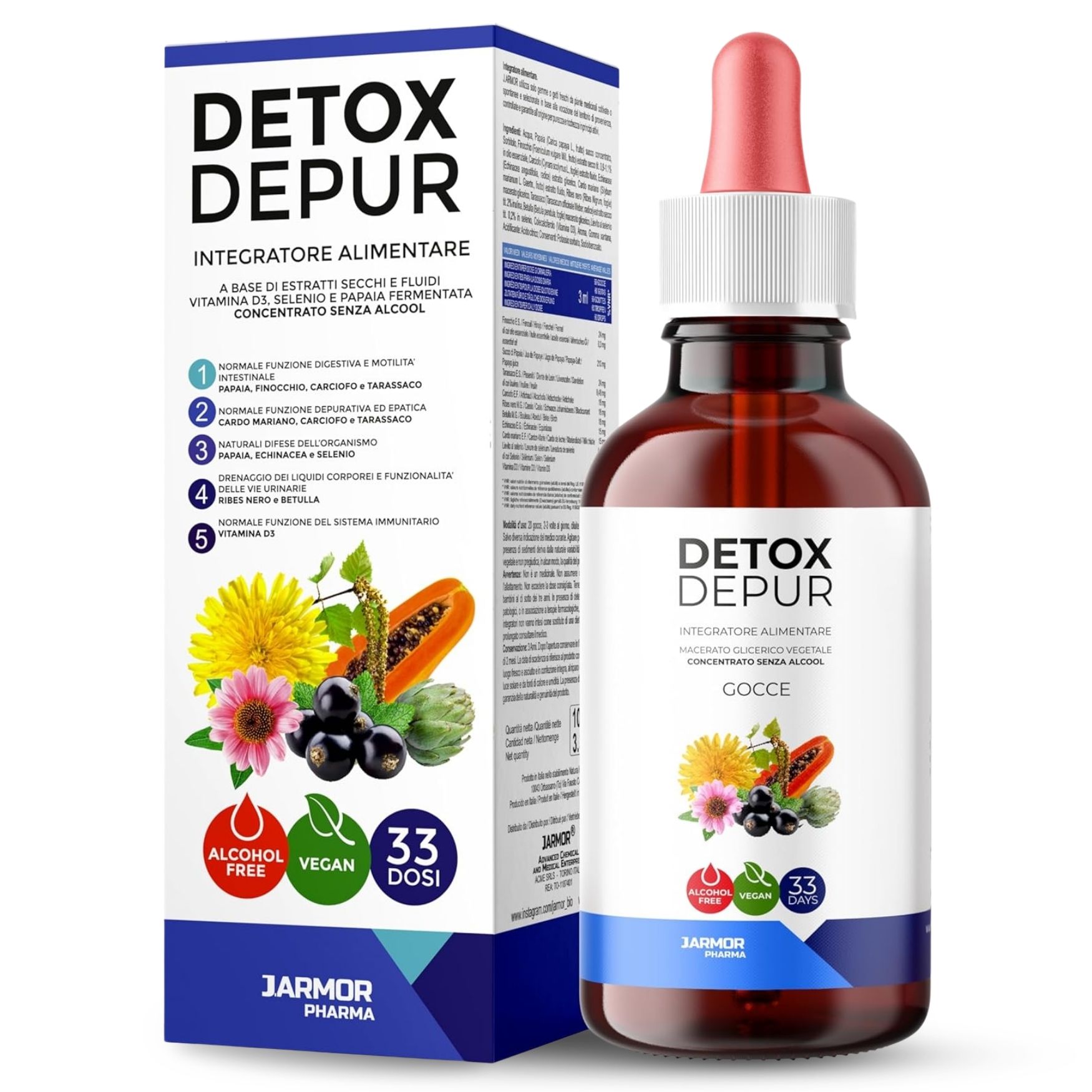 Cardo Mariano Tarassaco e Carciofo 10 Ingredienti Detox Gocce 100ml Depurativo Fegato Intestino