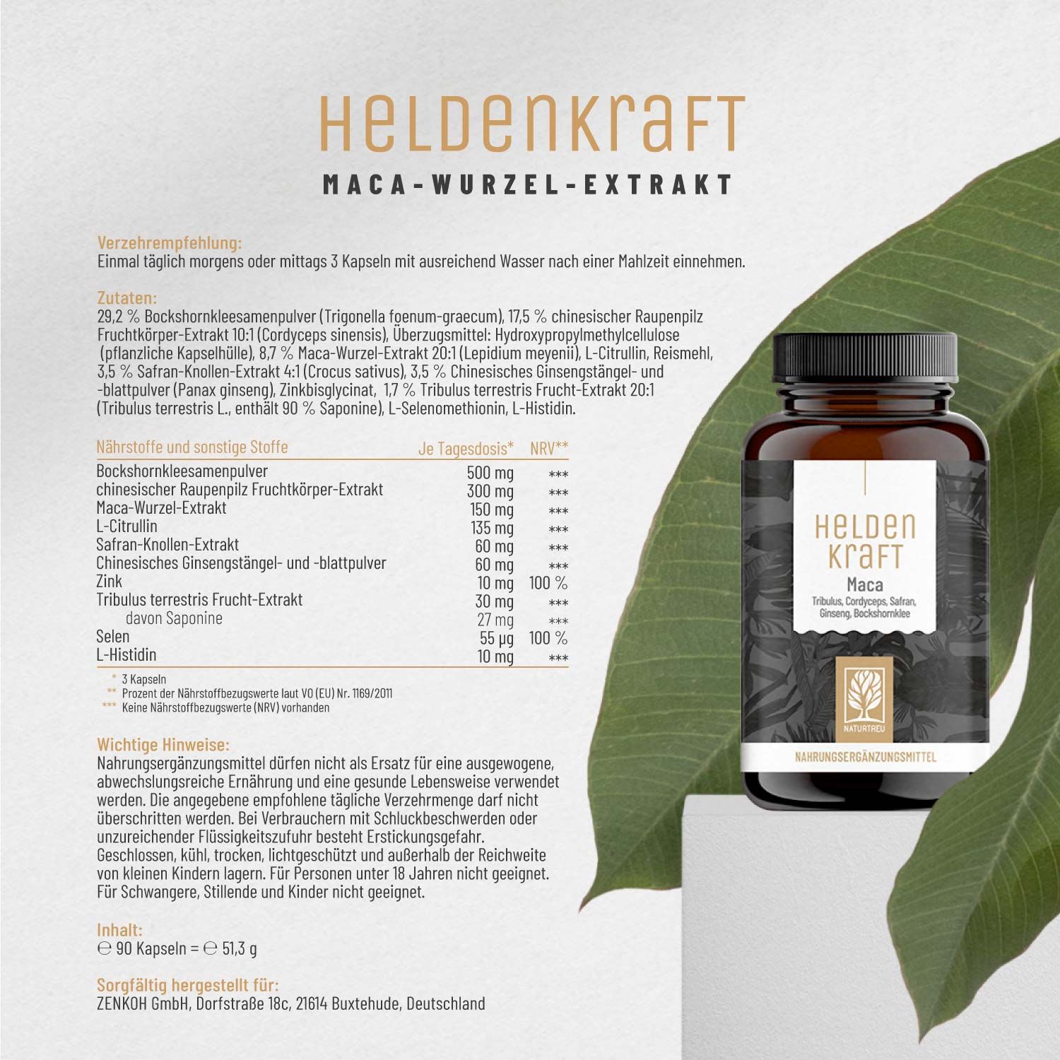 Maca Komplex u.a. mit Tribulus Terrestris, Cordyceps, Bockshornklee