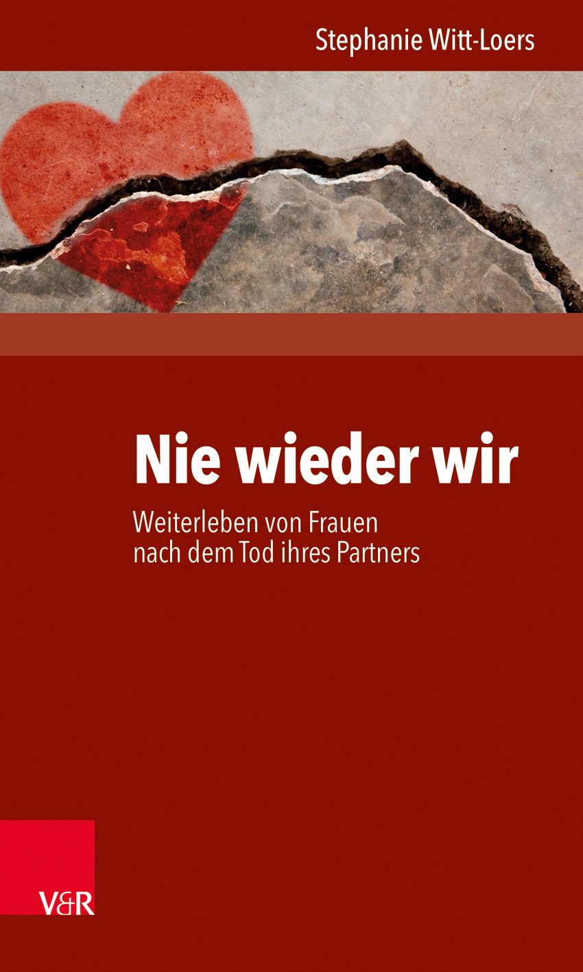 Buchcover mit rotem Hintergrund. Titel: Nie wieder wir. Autorin: Stephanie Witt-Loers. Verlag: V&R. Motiv: Rotes Herz, Riss.