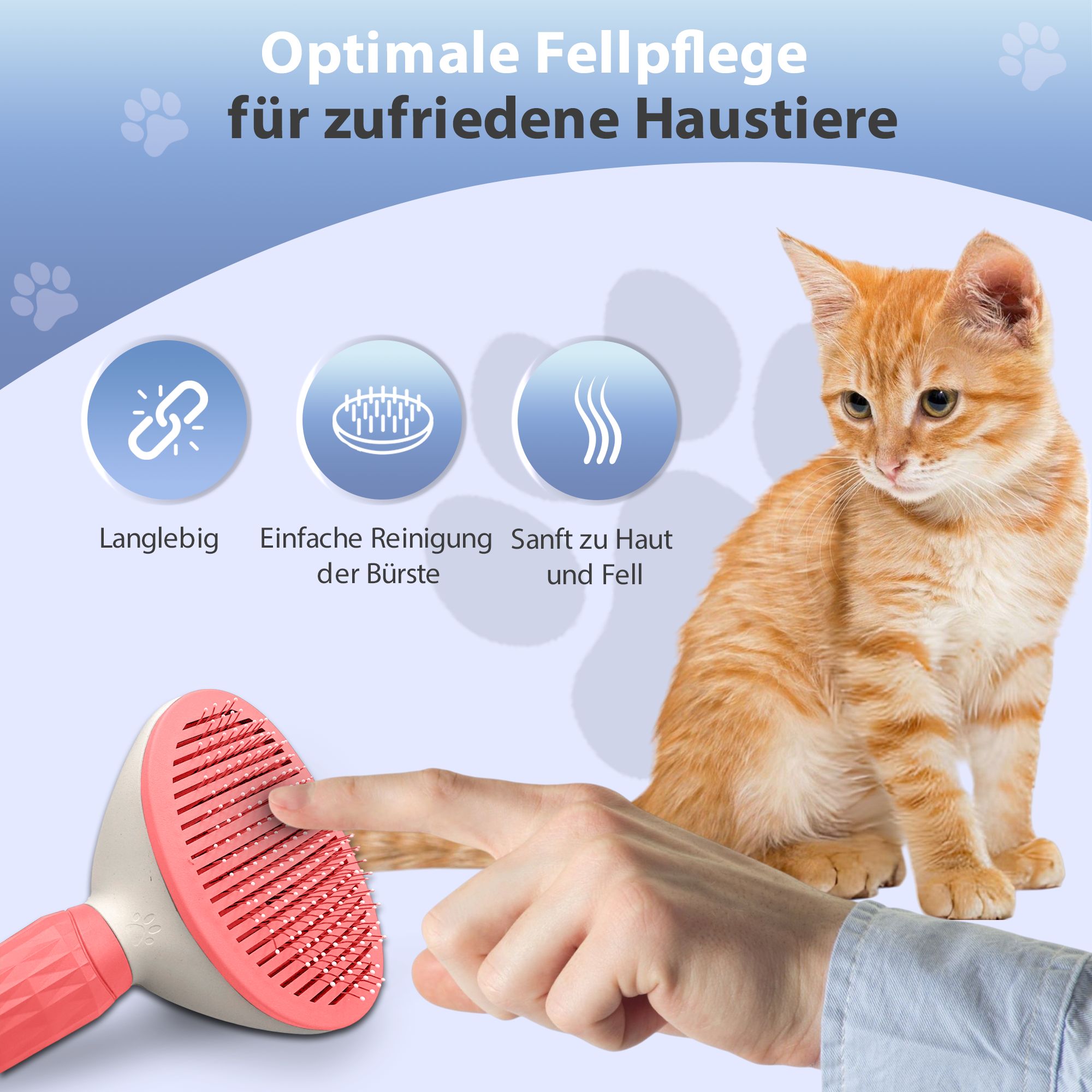 PETSATION Tierbürste mit One-Touch (Hunde, Katzen, Pferde)