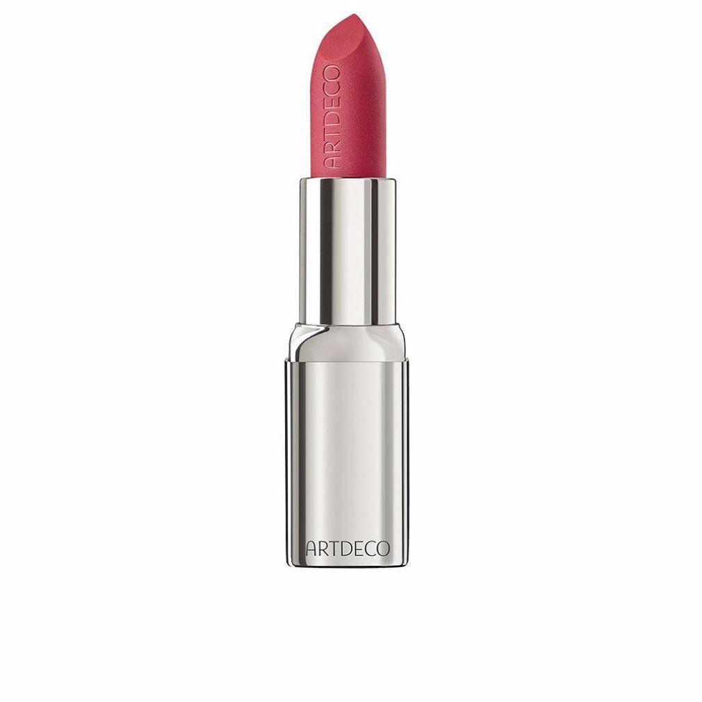 Lippenstift mit silberfarbener Hülse. Der Lippenstift ist rot. Der Markenname ARTDECO ist auf der Hülse aufgedruckt.
