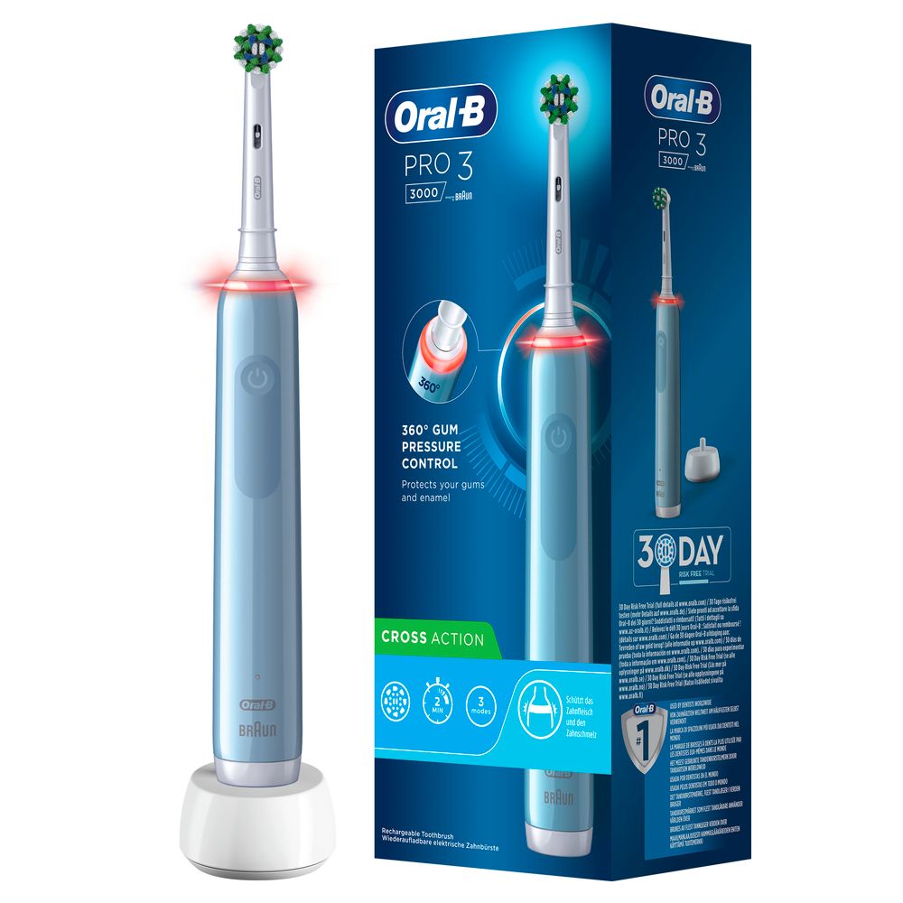 Oral-B - Elektrische Zahnbürste 'Pro 3 Cross Action' in Blau 1 St