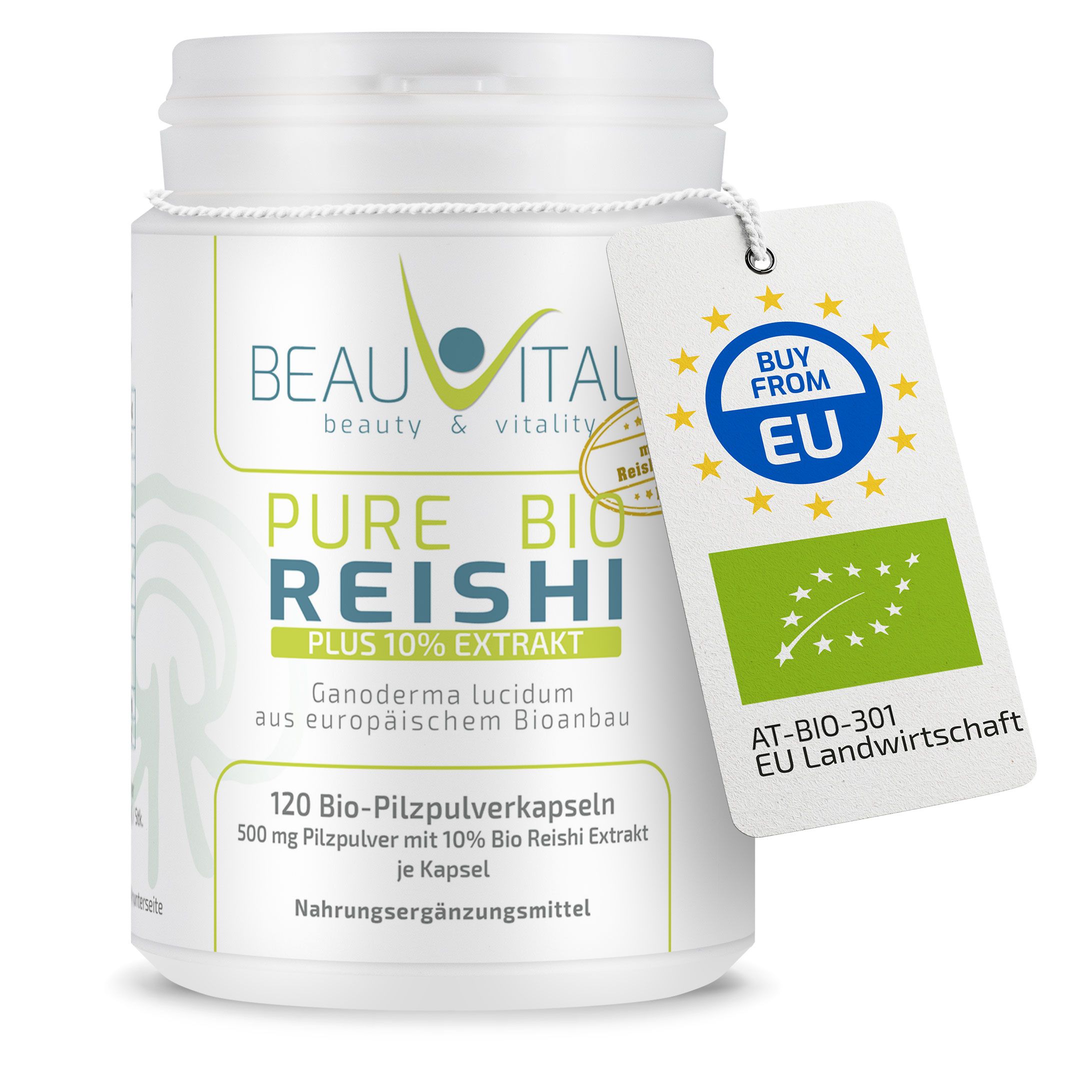 BEAUVITAL® Pure Bio Reishi Kapseln mit 10% Ganoderma lucidum Extrakt