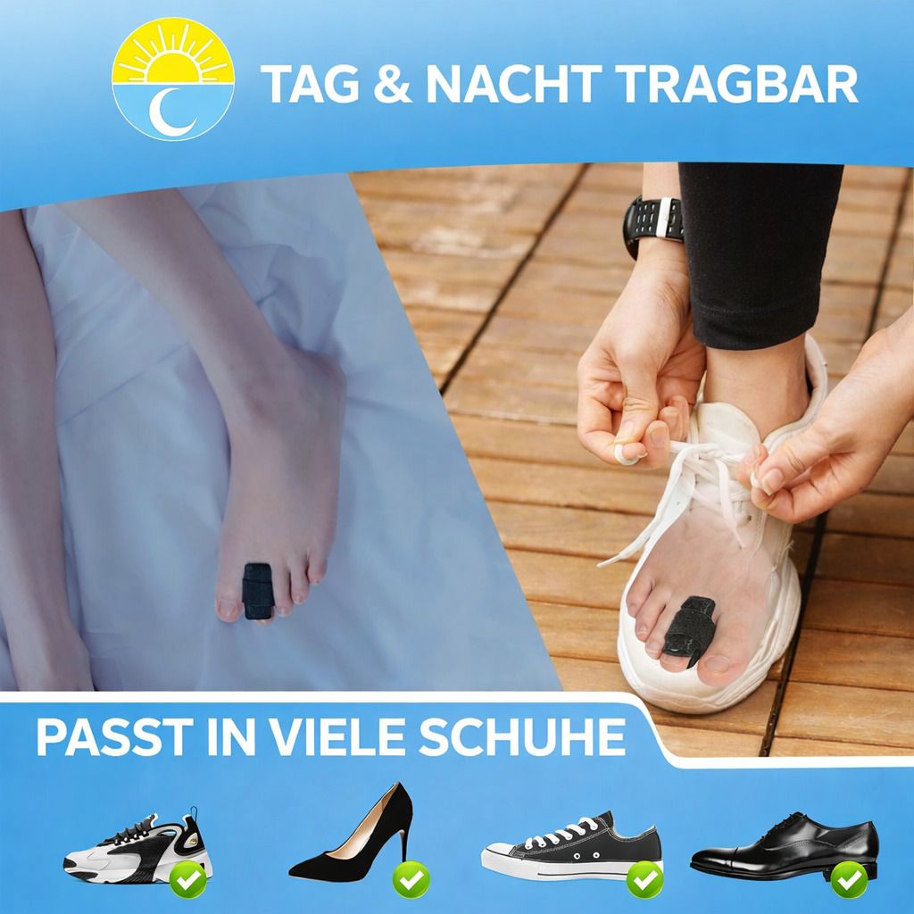 Zehenschiene mit Aluminiumstütze, verstellbare Zehenbandage, rutschhemmend & atmungsaktiv