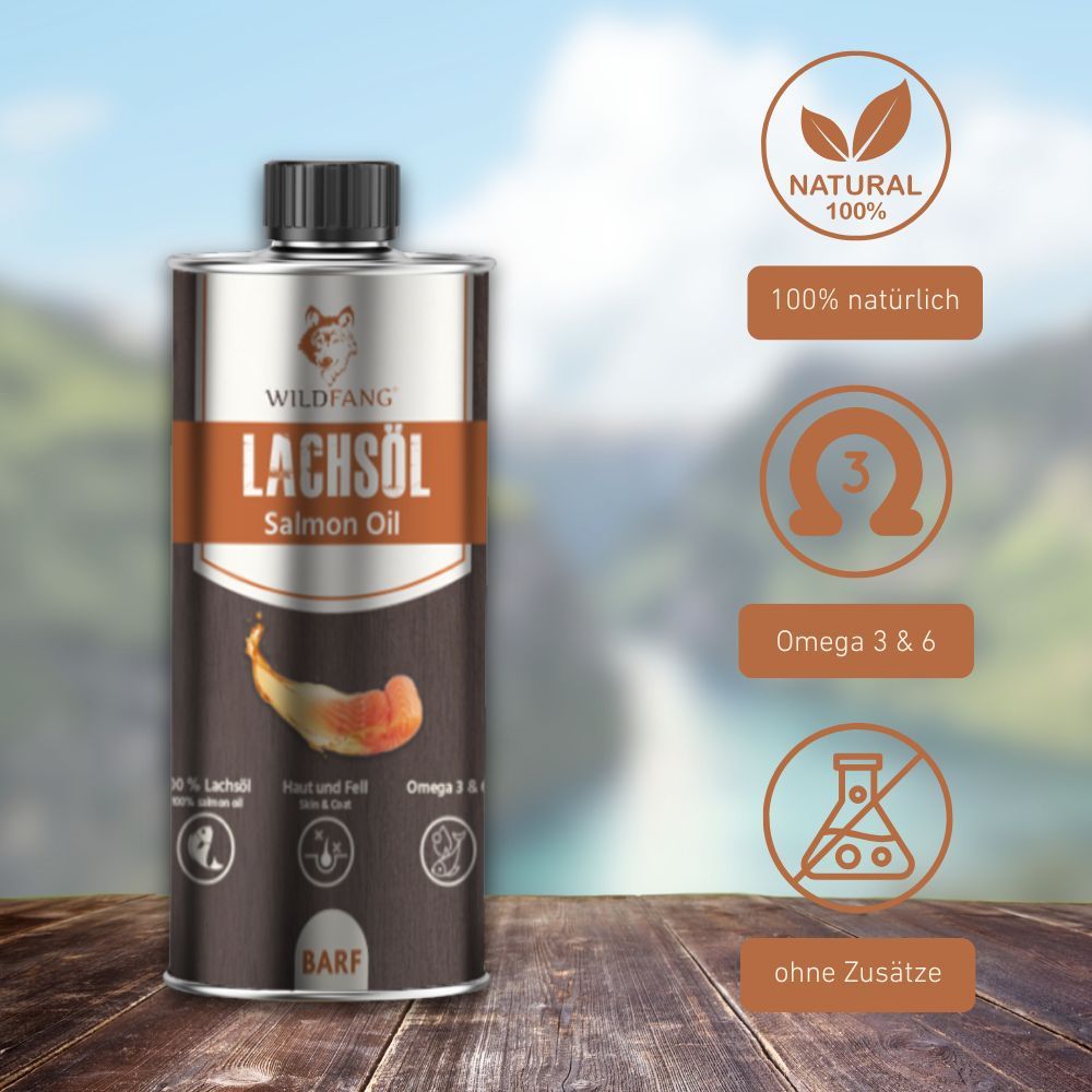 Lachsöl – 100 % natürliches BARF-Öl für Hunde
