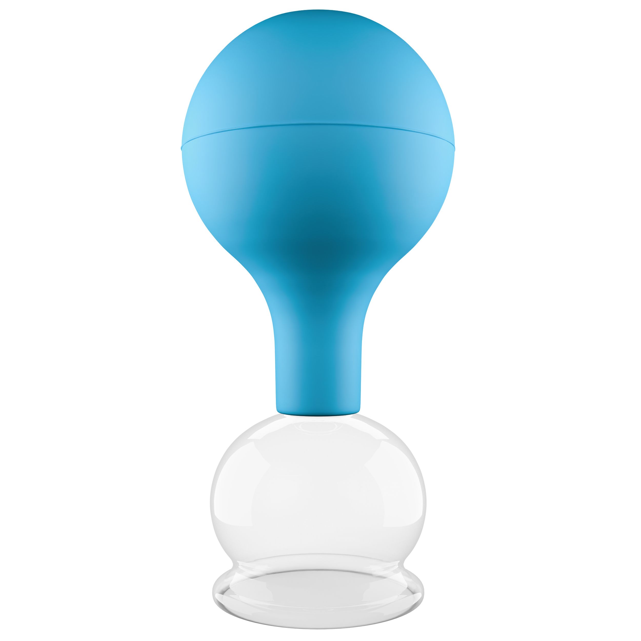 Pulox Schröpfglas aus Echtglas mit Saugball - 40mm in Blau