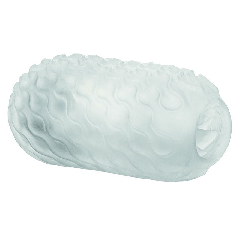 Weißes, längliches Produkt mit wellenförmiger Textur.