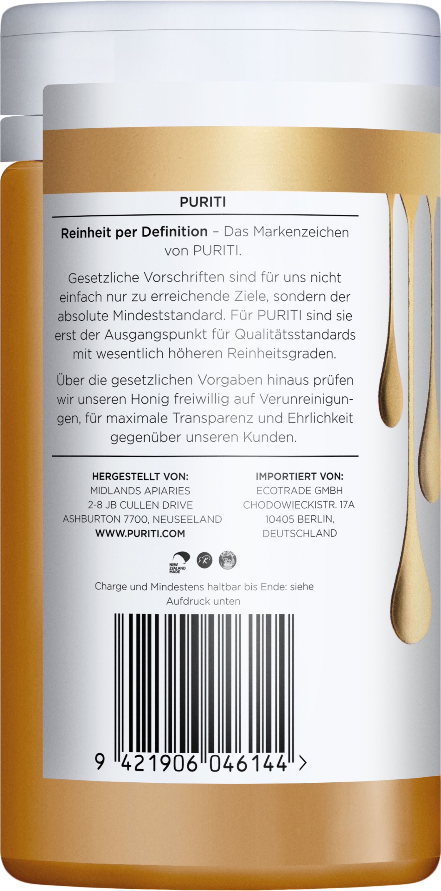 Puriti Manuka-Honig MGO 550+ aus Neuseeland 250 g