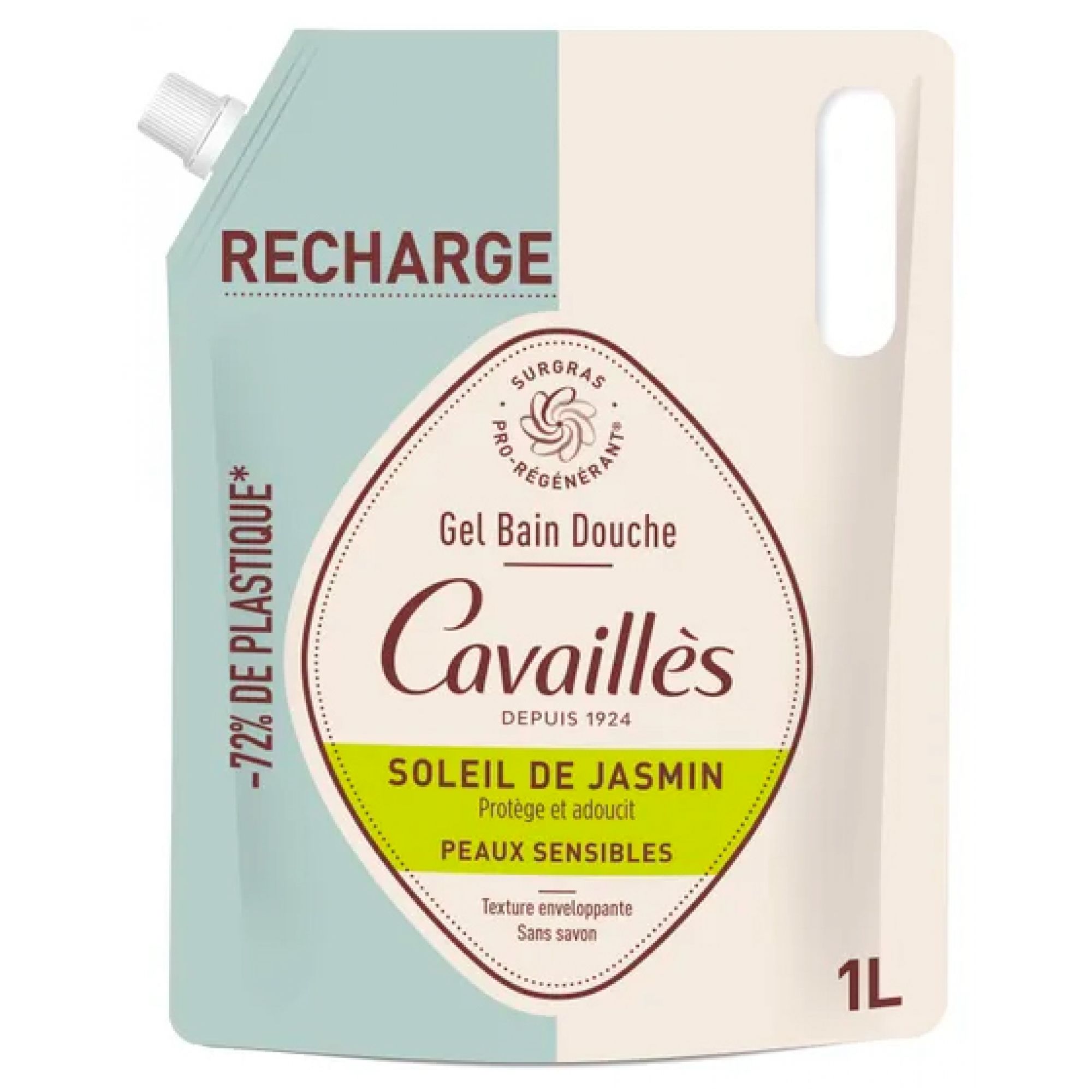 Cavaillès Jasmine Sonnen-Duschgel für empfindliche Haut, Öko-Nachfüllpackung 17,5x8,2x24 cm