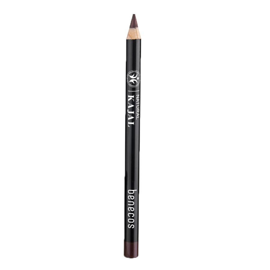 Benecos Natural Kajal Stift in Braun. Schwarzer Schaft mit silberner Schrift.