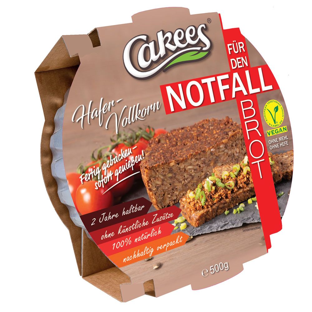 Cakees Notfallbrot Hafer-Vollkorn, vegan