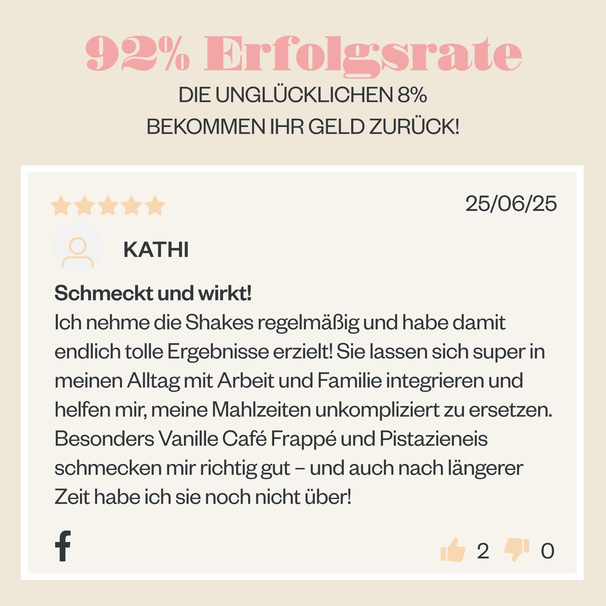 Kundenbewertung für Shape Republic Slim Shake mit 5 Sternen und positivem Text.