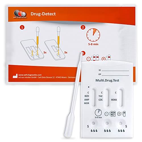 One+Step Drogentest für 7 Drogenarten - (COC/THC/OPI/AMP/MTD/BZO/MET) -  Schnelltest-Testkassette 5 St - SHOP APOTHEKE
