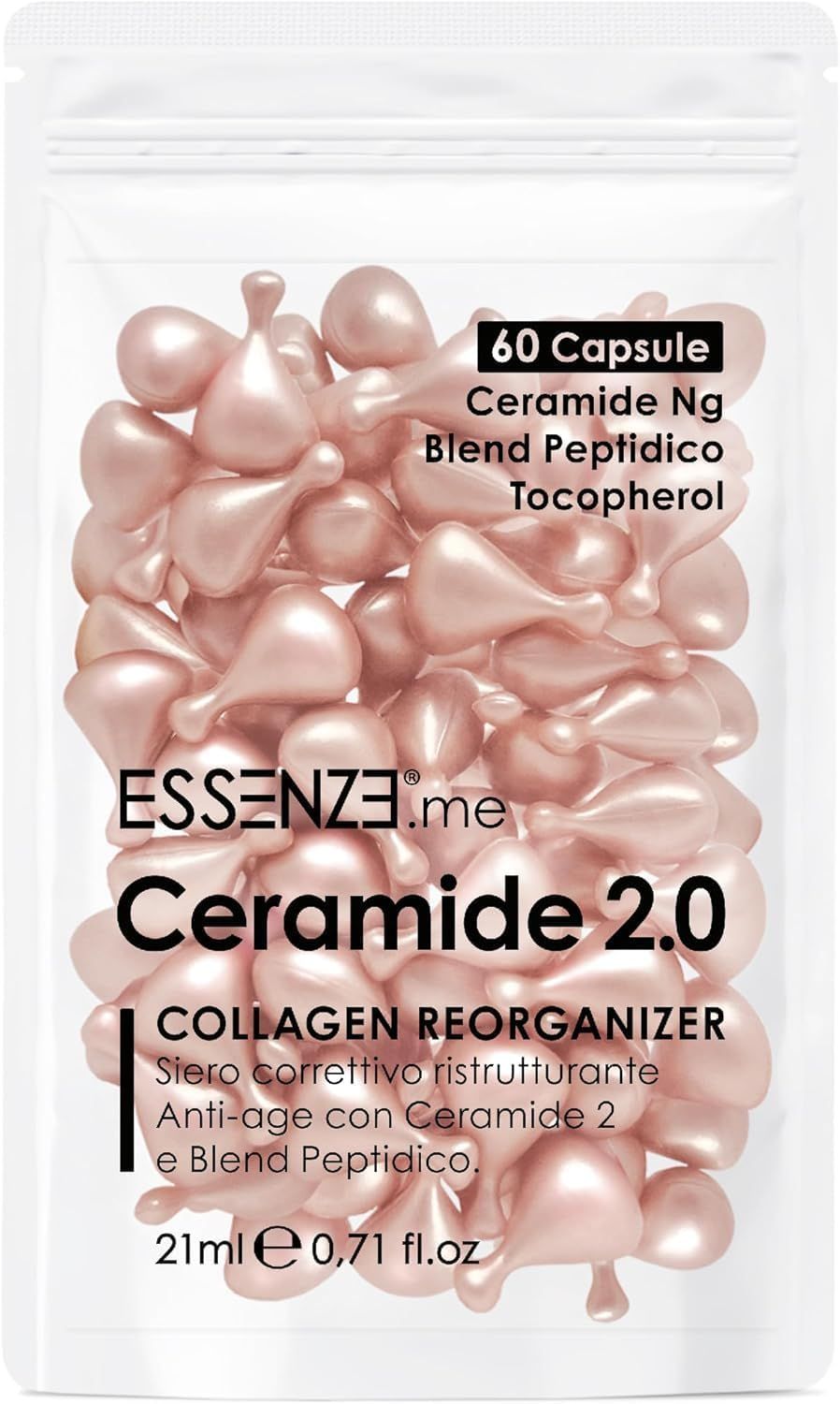 Essenze.me Ceramide Siero Viso e Contorno Occhi Antietà Ristrutturante - 60 Capsule Monodose