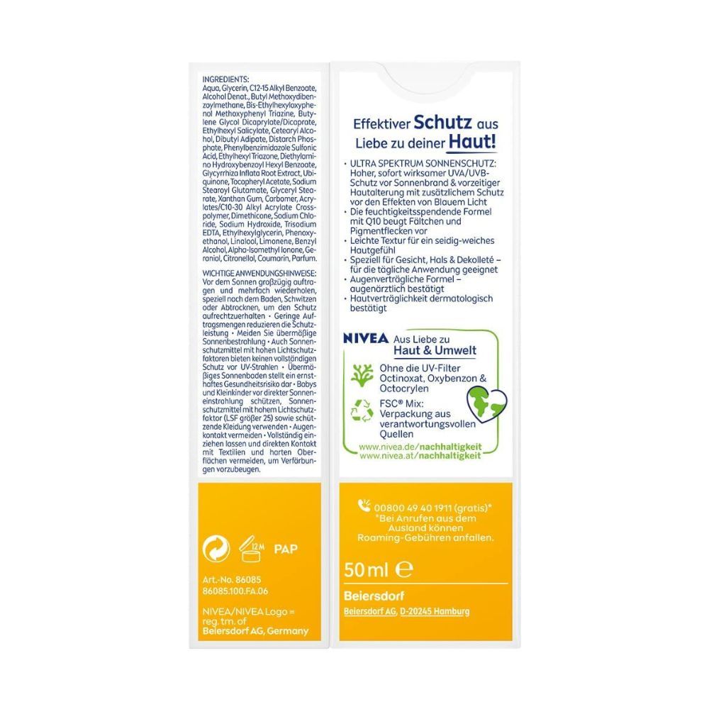 Rückseite der Verpackung. Text in deutscher Sprache. Inhaltsstoffe, Anwendungshinweise, Informationen.