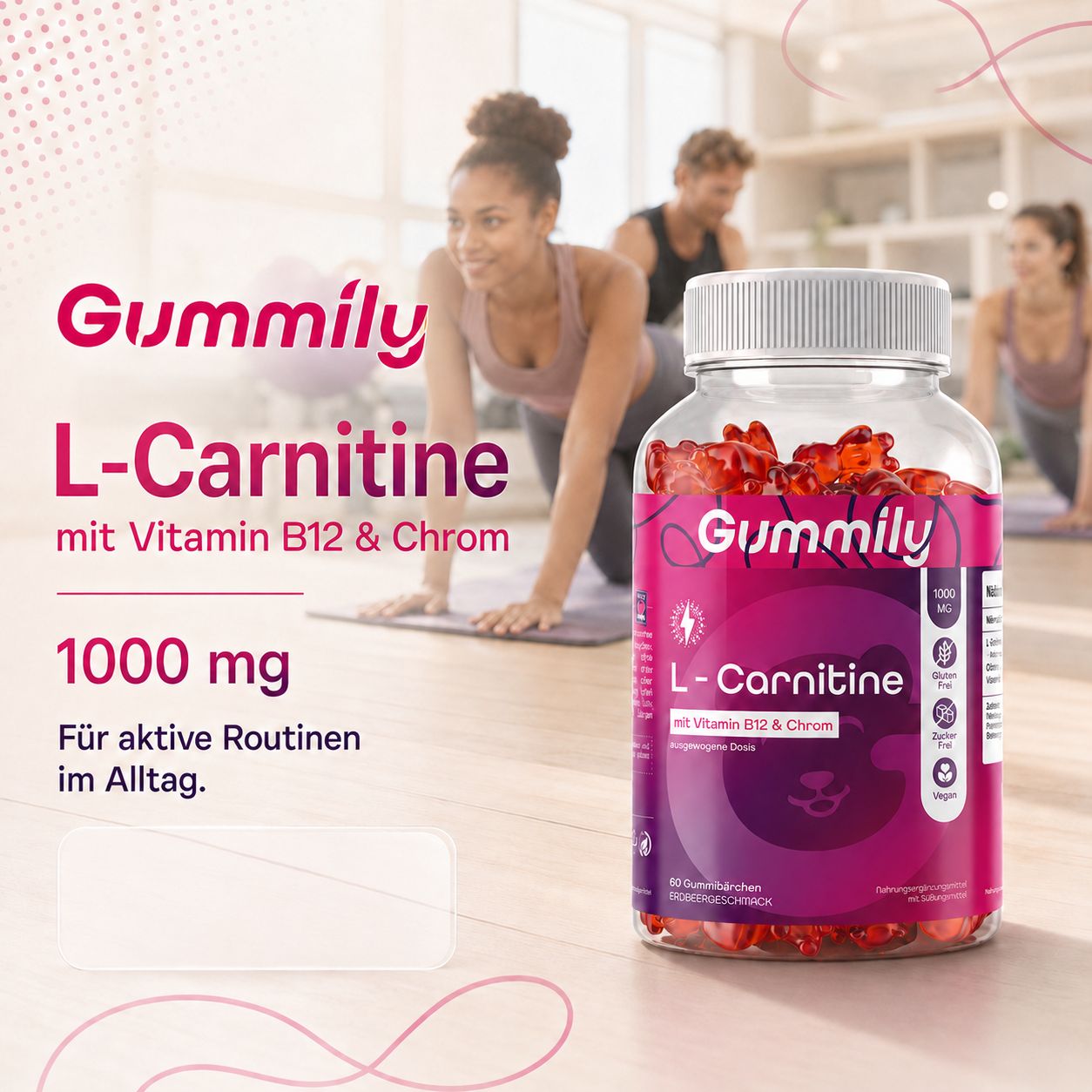 Gummily® L Carnitin 1000 mg - Chrom & B12 -  Stoffwechsel & Energie, Zuckerfrei