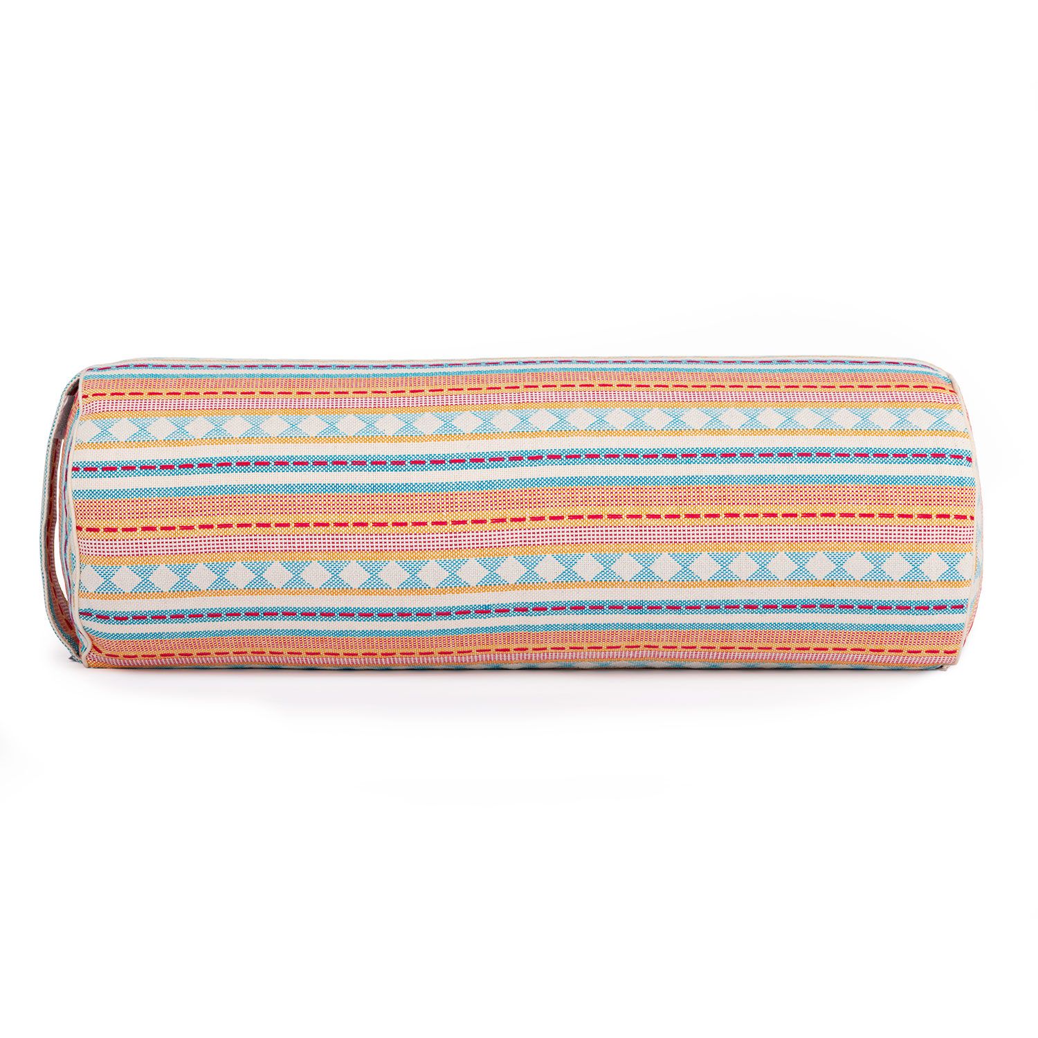 bodhi Ethno Collection: Yoga-Bolster (rund), Jacquard-Webstoff, apricot-hellblau 1 St