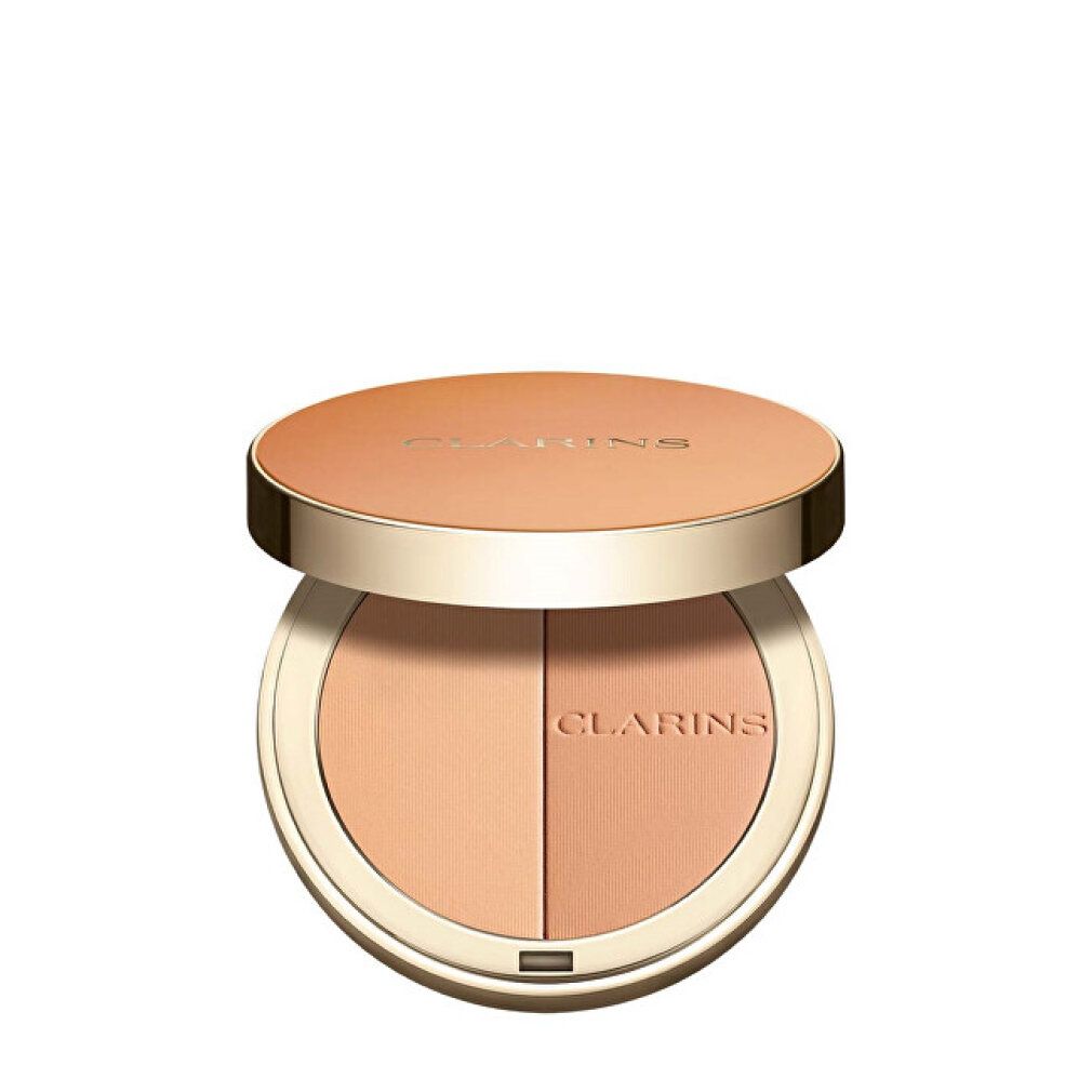 EVER BRONZE duo poudre bronzante 02. Offene Puder-Kompakt-Make-up-Palette. Marke Clarins. Zweifarbiges Puder.