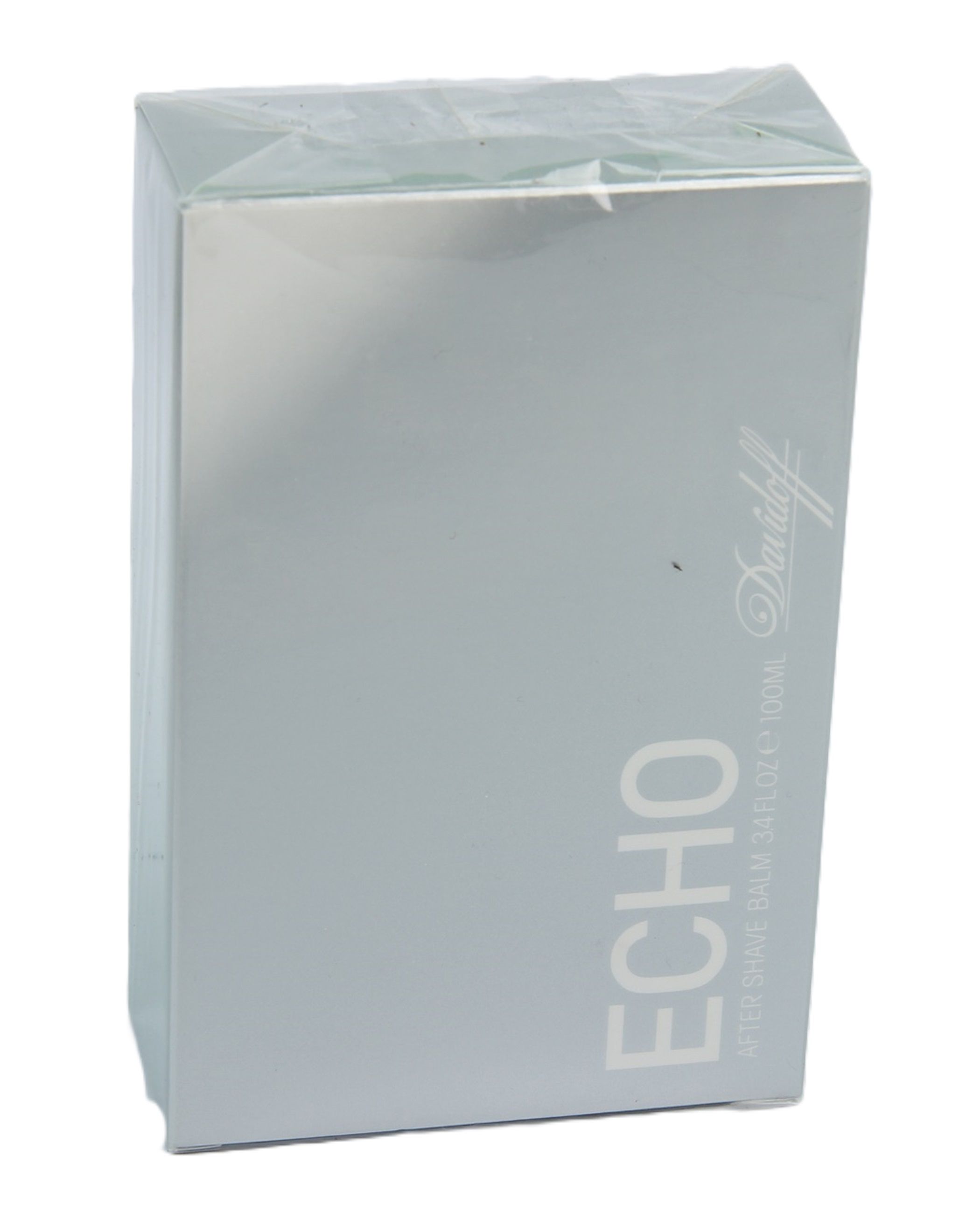 Hellgraue Verpackung, eingeschweißt. Aufschrift "ECHO AFTER SHAVE BALM" und "Davidoff".