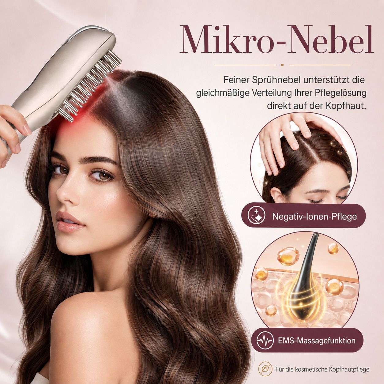 Mikro-Nebel-Funktion für gleichmäßige Verteilung von Pflegeprodukten.