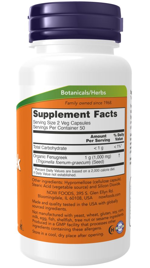 Rückseite der Flasche. Orangefarbenes Etikett mit Nährwertangaben und Inhaltsstoffen. Text: "Supplement Facts".