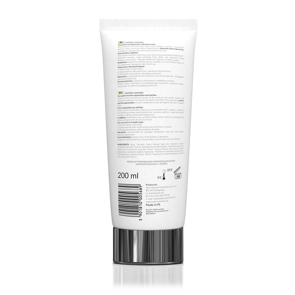 Rückseite einer weißen Tube mit Text. Enthält Informationen zu Inhaltsstoffen und Anwendung. 200 ml.