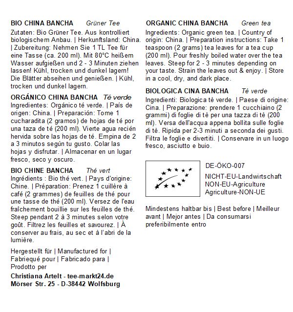 Quertee Bio China Bancha Tee Grüntee