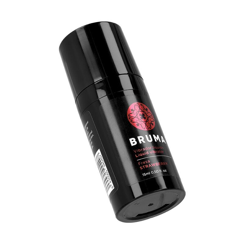 Schwarzer Spender mit BRUMA Logo, Duft: Erdbeere, 15ml.