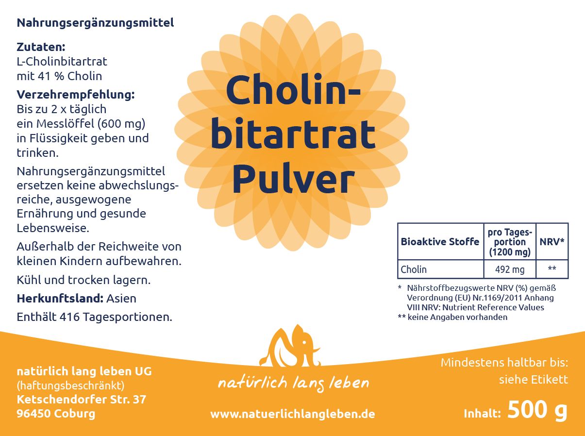 natürlich lang leben Cholinbitartrat Pulver