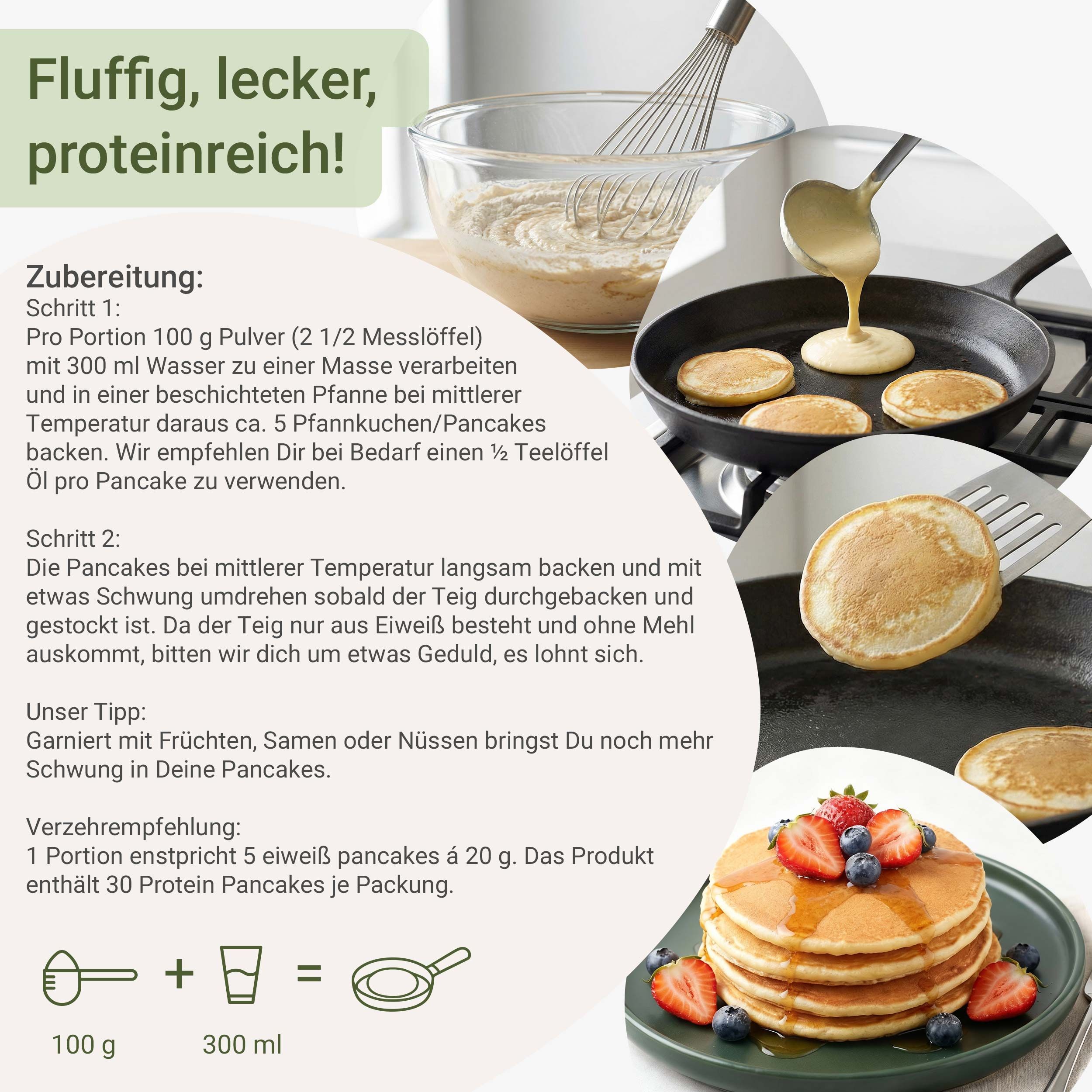 Zubereitung von Vanille-Pancakes in der Pfanne.
