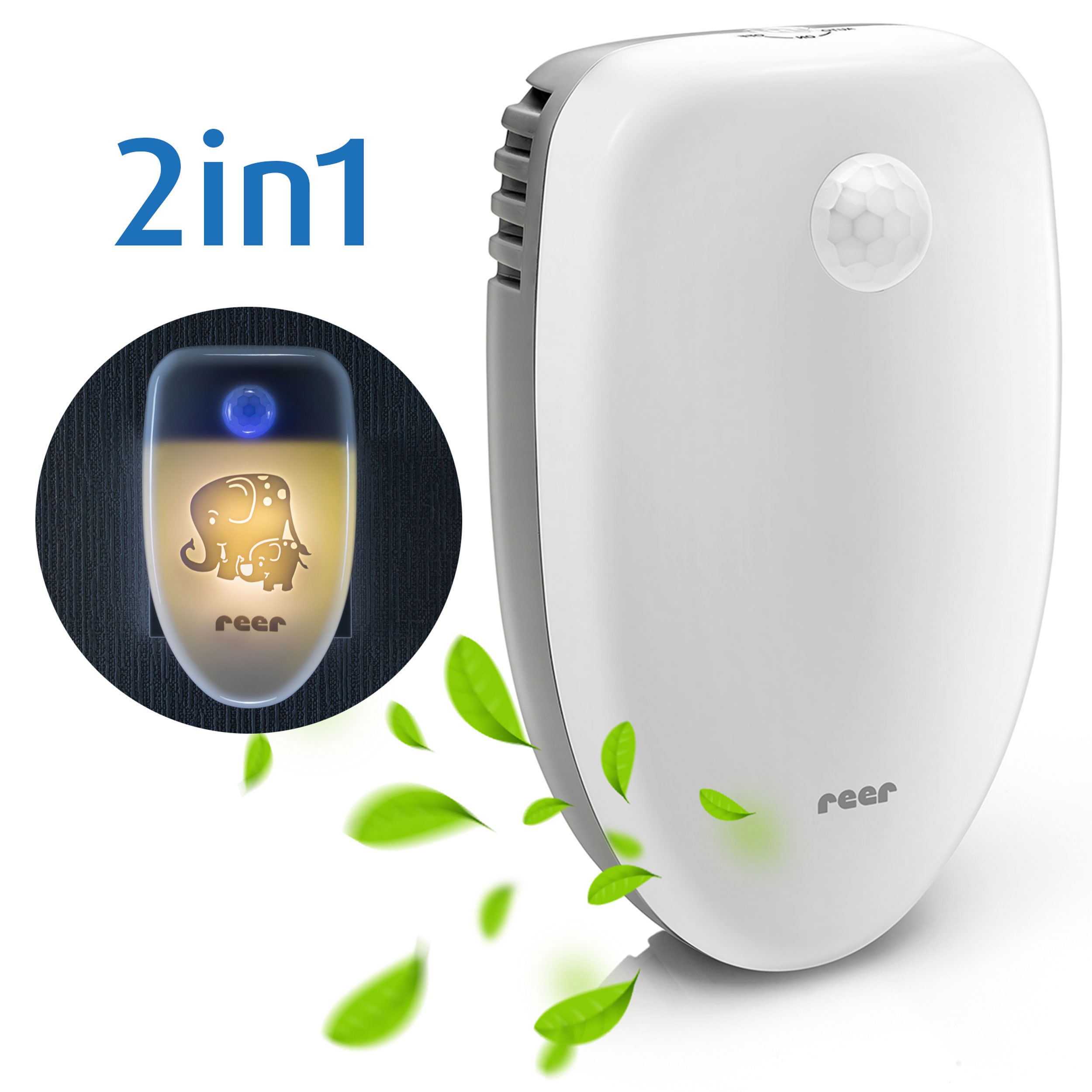 reer PureAir Raumluft-Reiniger, 2in1, Nachtlicht, Bewegungssensor