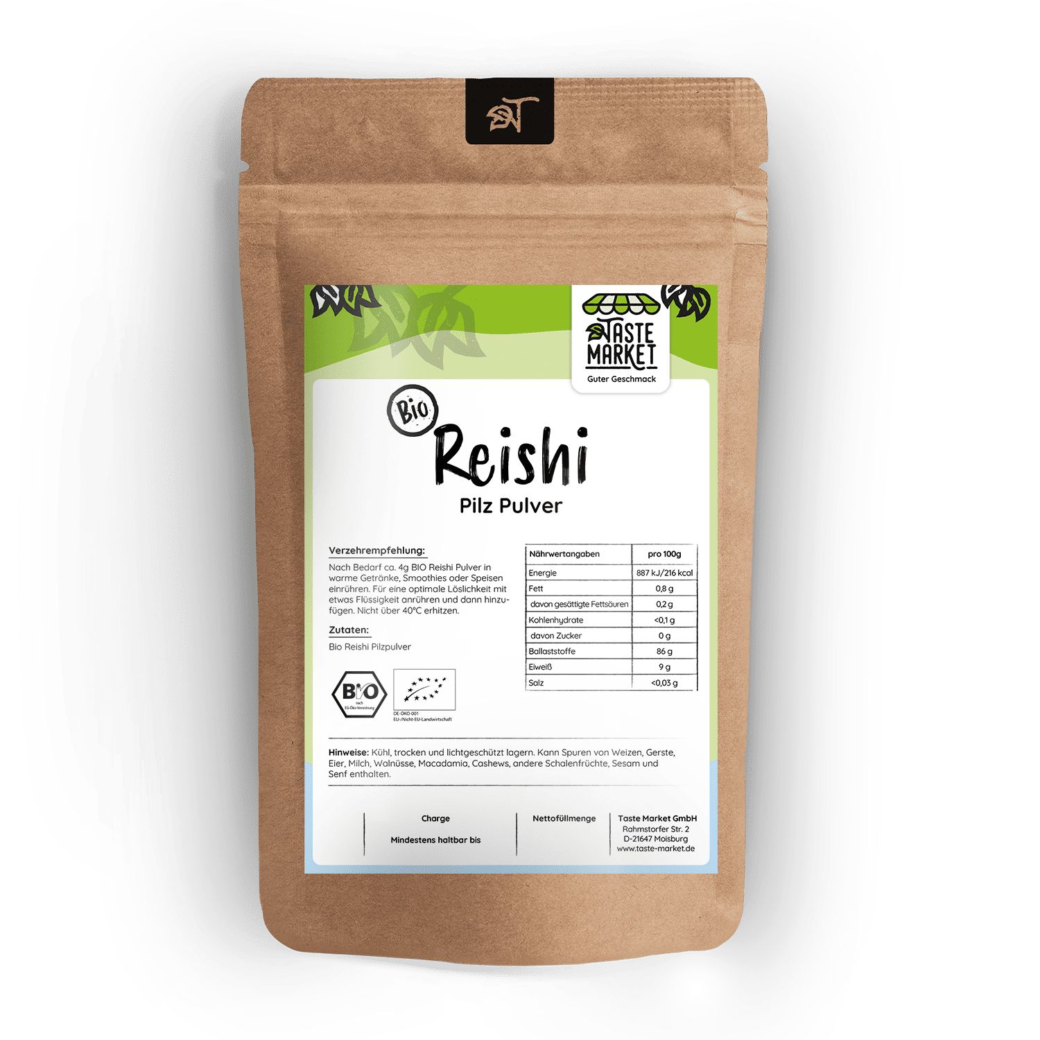 Taste Market BIO Reishi Pulver 2 kg