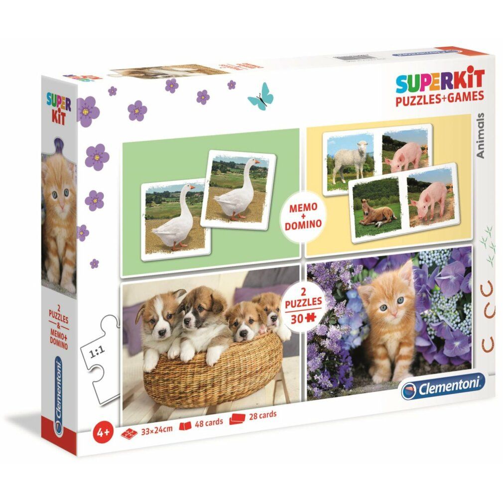 Clementoni Superkit Puzzle Animals 2X30L1. Memo+Dom