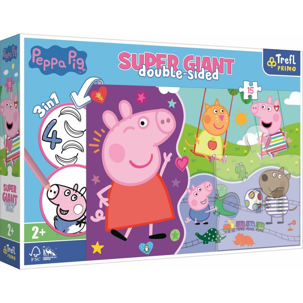 trefl Doppelseitiges Puzzle Peppa Pig super giant 15 Teile