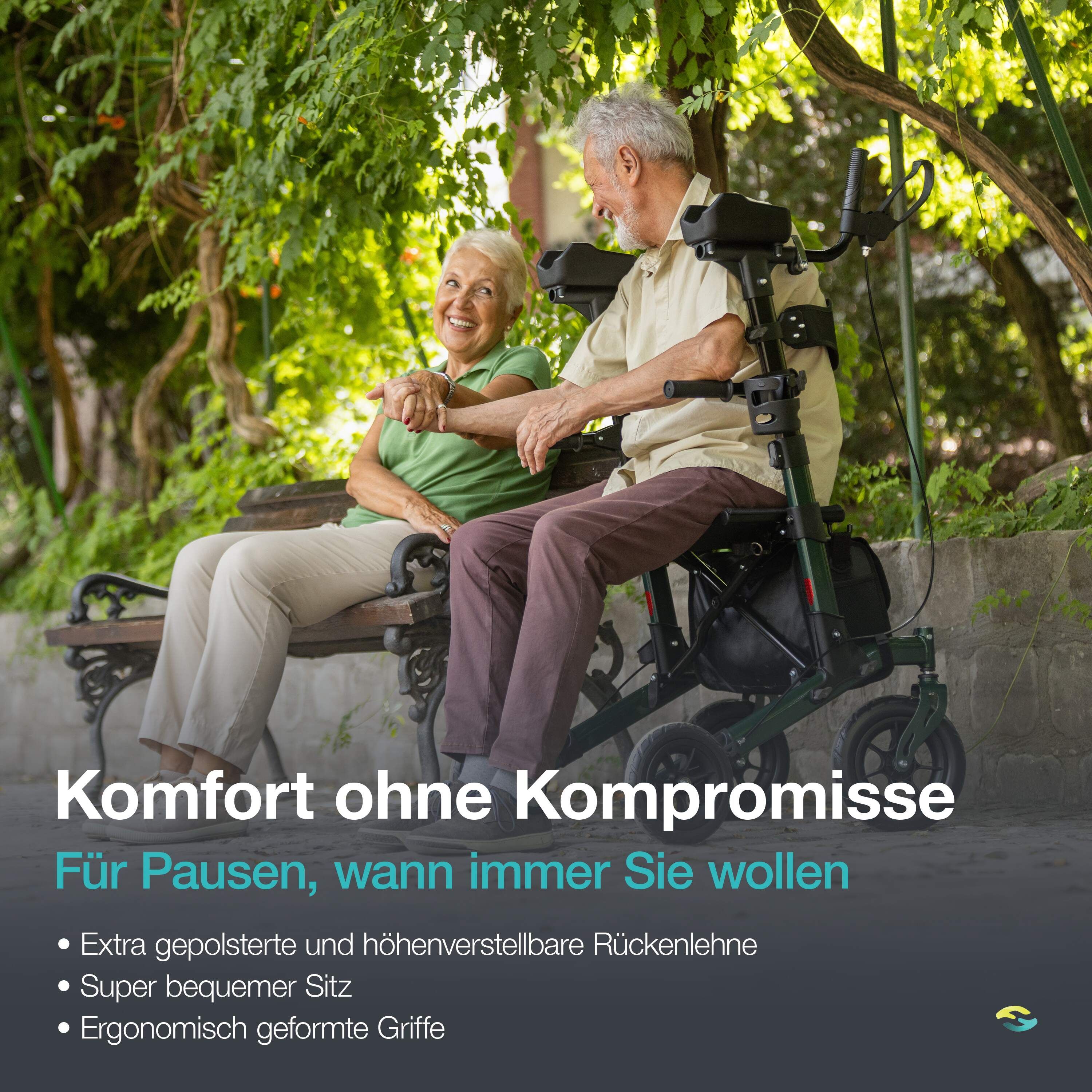 Helavo Outdoor Arthritis Rollator Stand Up Gehhilfe mit Unterarmstuetzen faltbar