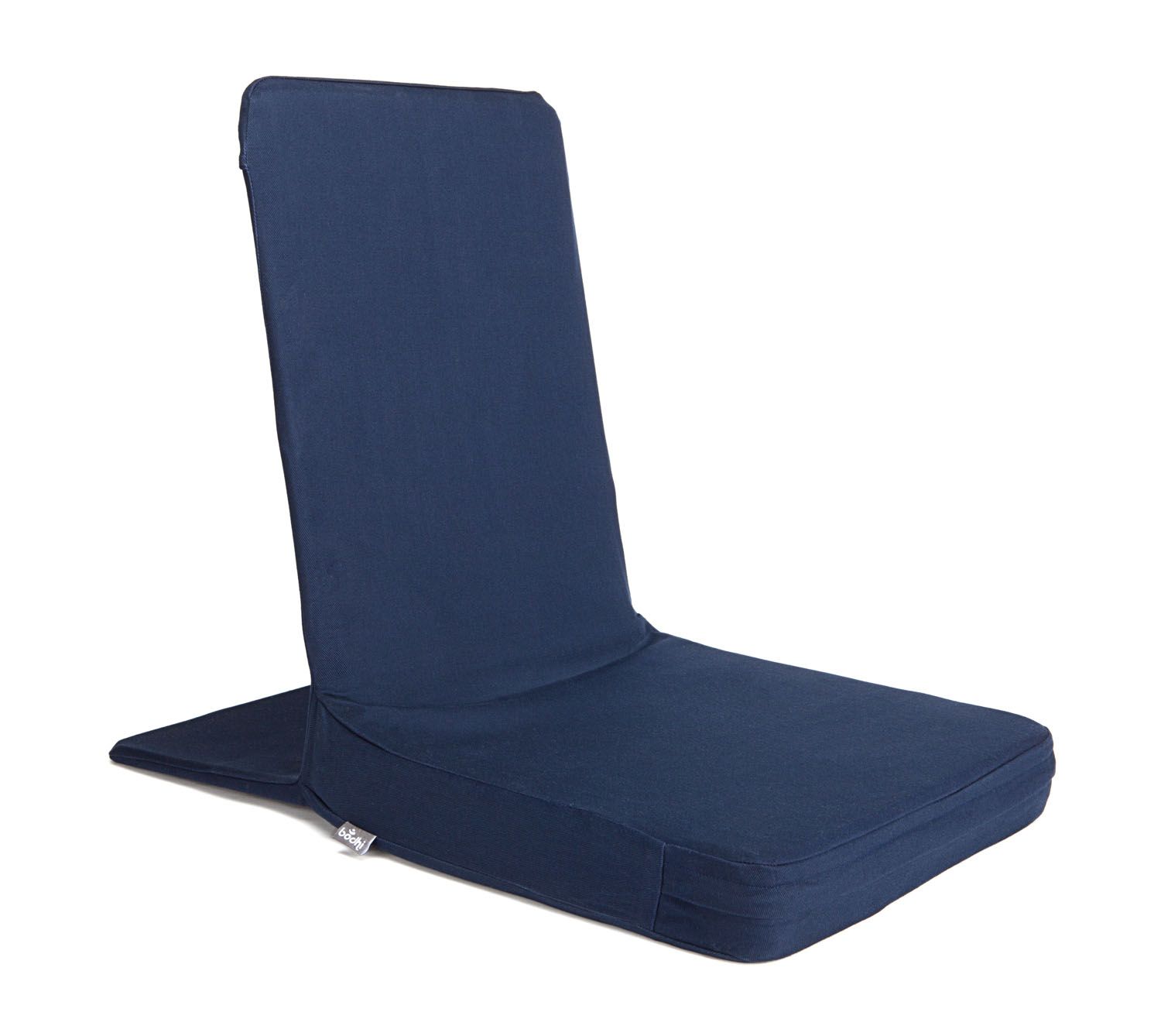 Chaise de sol XL bleue. Dossier et assise. Forme rectangulaire. Revêtement en tissu. Sur fond clair.