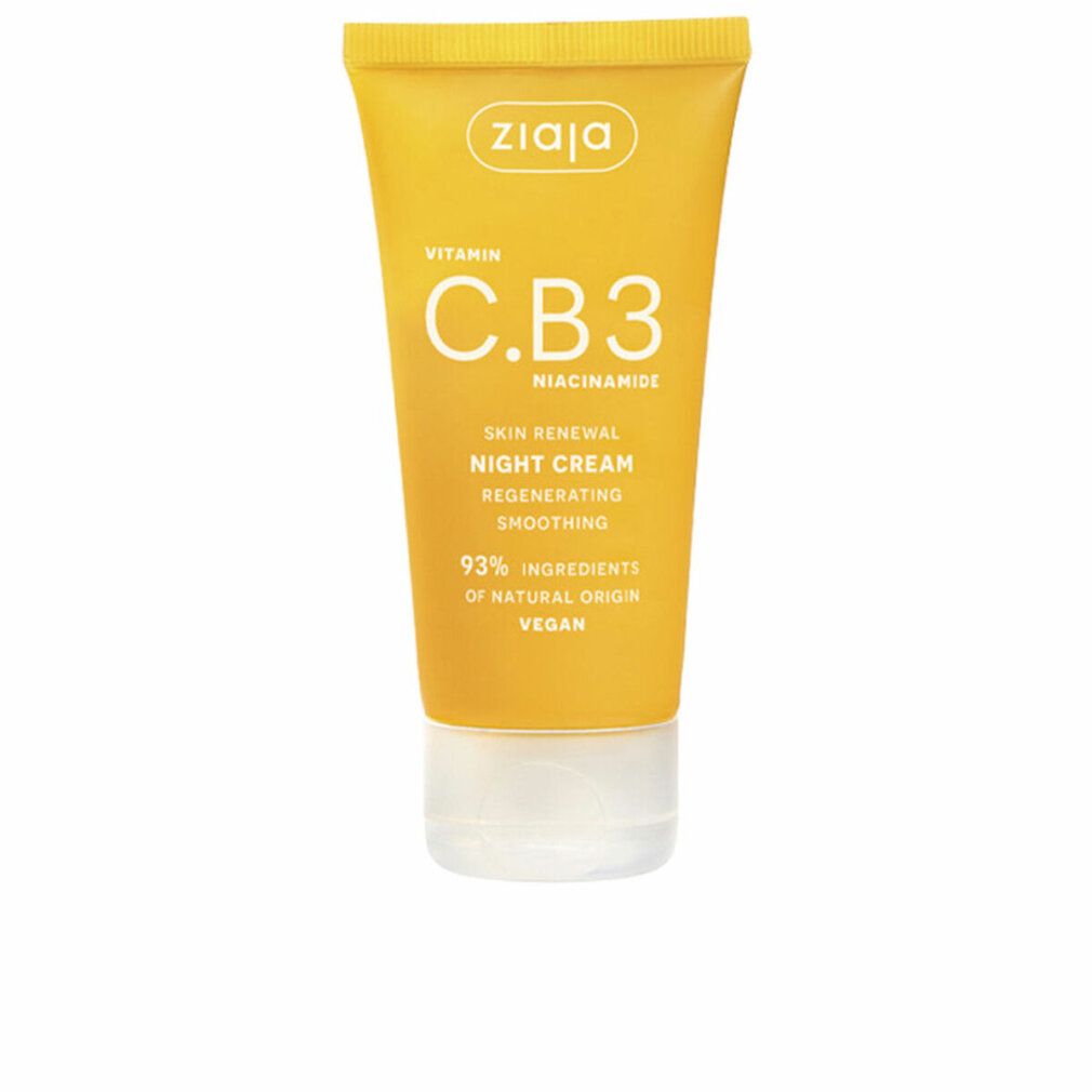 Gelbe Tube mit Nachtcreme, Vitamin C.B3 Niacinamid, 93% natürliche Inhaltsstoffe, vegan.