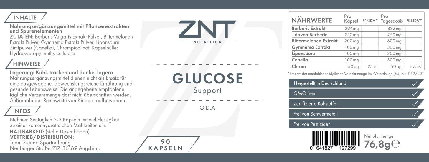 ZNT Nutrition Glucose Support G.d.a 90 St