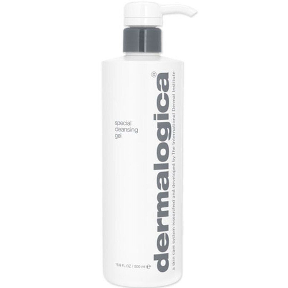 Weiße Pumpflasche mit Dermalogica Special Cleansing Gel, 500 ml.