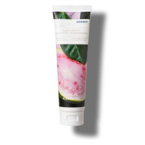 Tube KORRES Elasti Smooth Körperbutter mit Guaven-Motiv.