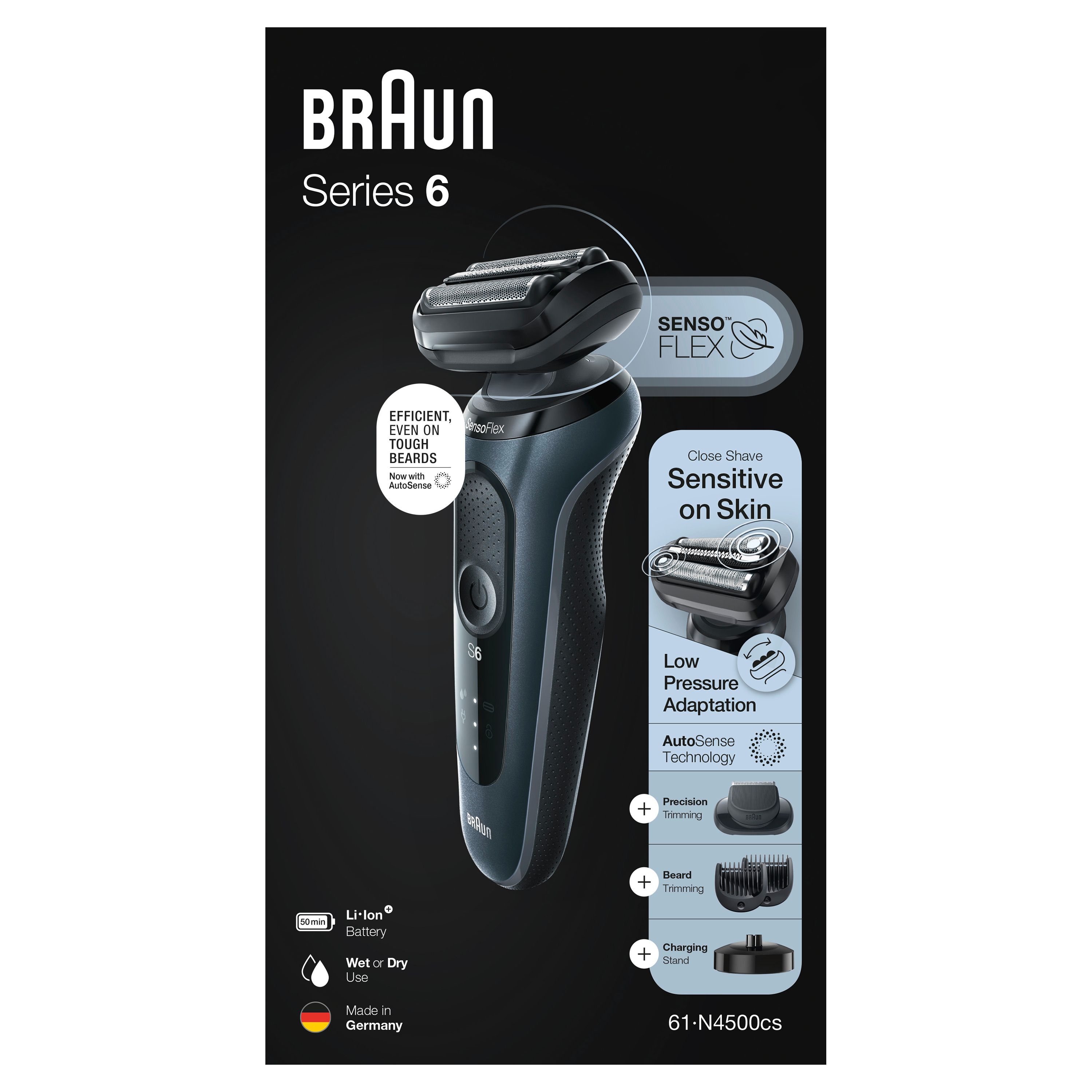 Braun - Elektrischer Rasierer für Männer "Series 6 60-N4500cs" in Grau