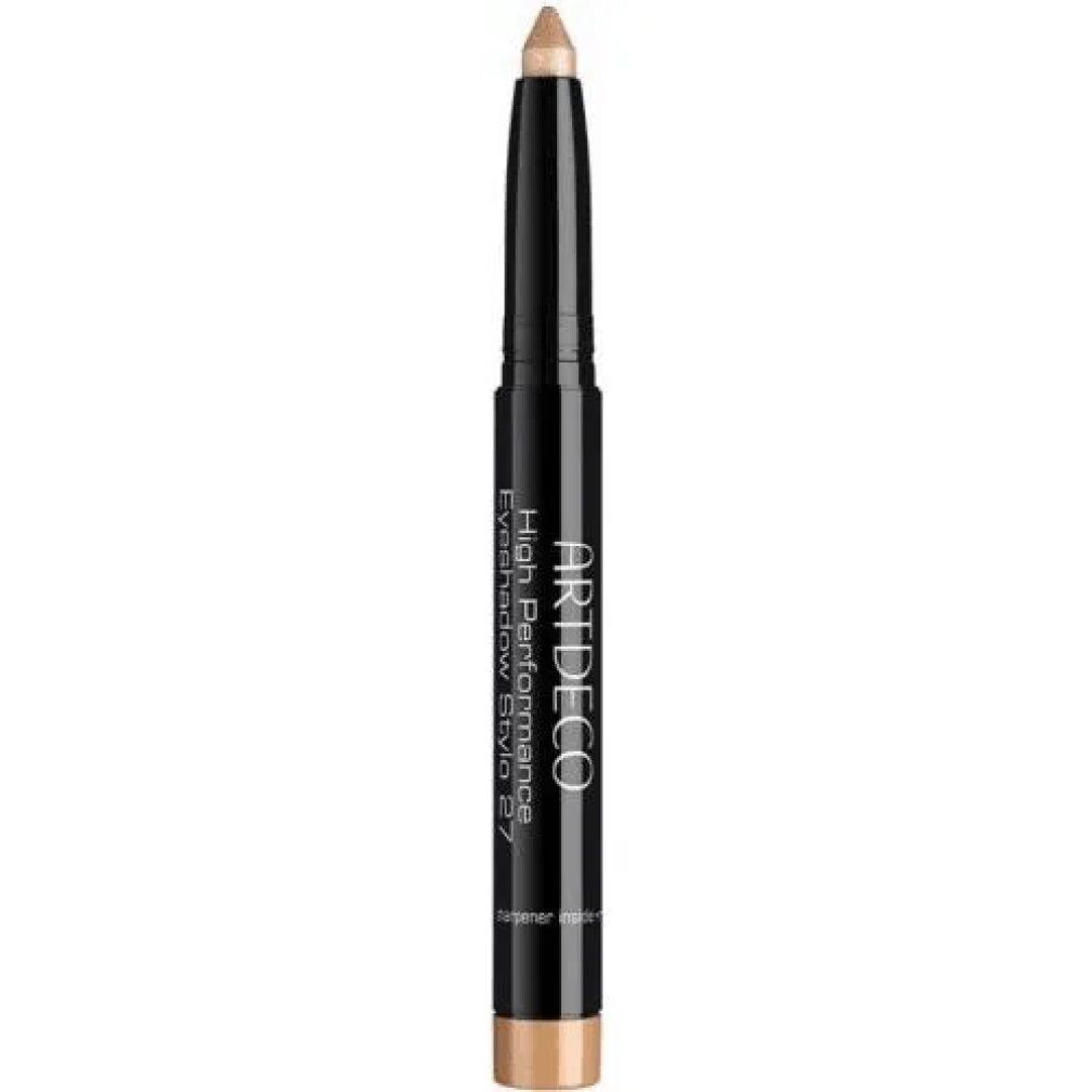 Artdeco High Performance Eyeshadow Stylo. Beiger Stift mit schwarzem Gehäuse. Produktname und Marke sind sichtbar.