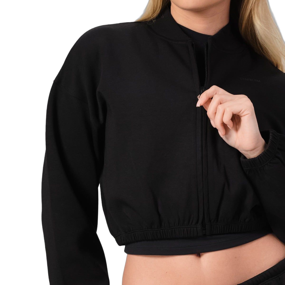 GymBeam Sweatshirt Damen cropped mit Reißverschluss Black