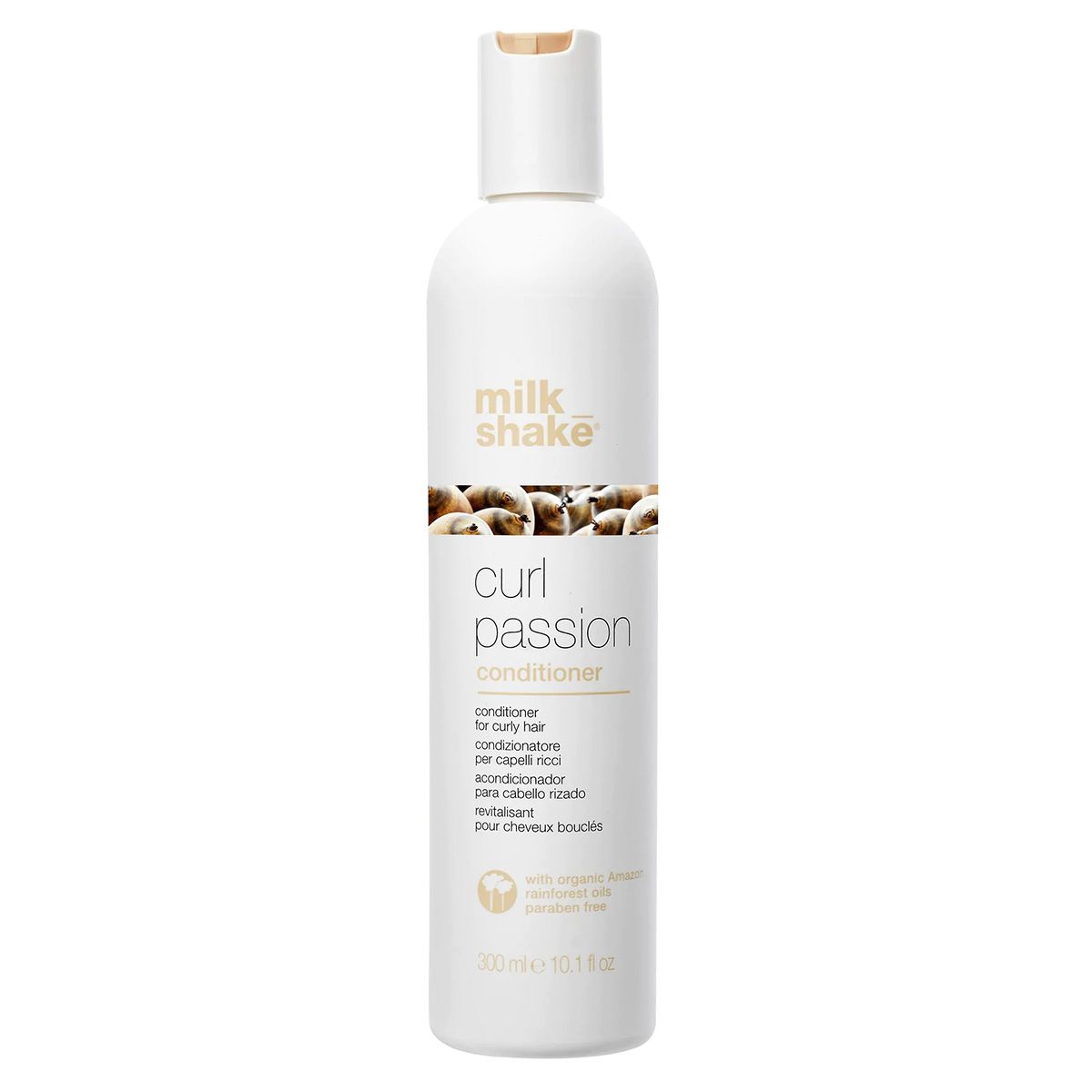 Weiße Flasche Milk_shake Curl Passion Conditioner für lockiges Haar.