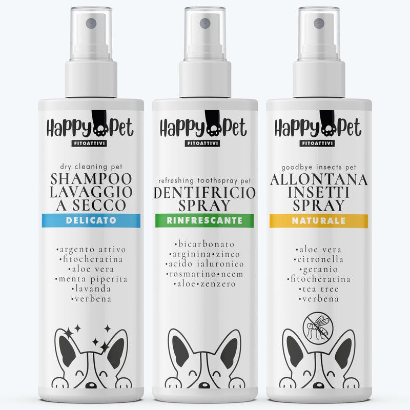 Dentifricio Rinfrescante + Shampoo Lavaggio a Secco + Allontana Insetti Spray PET 250ml