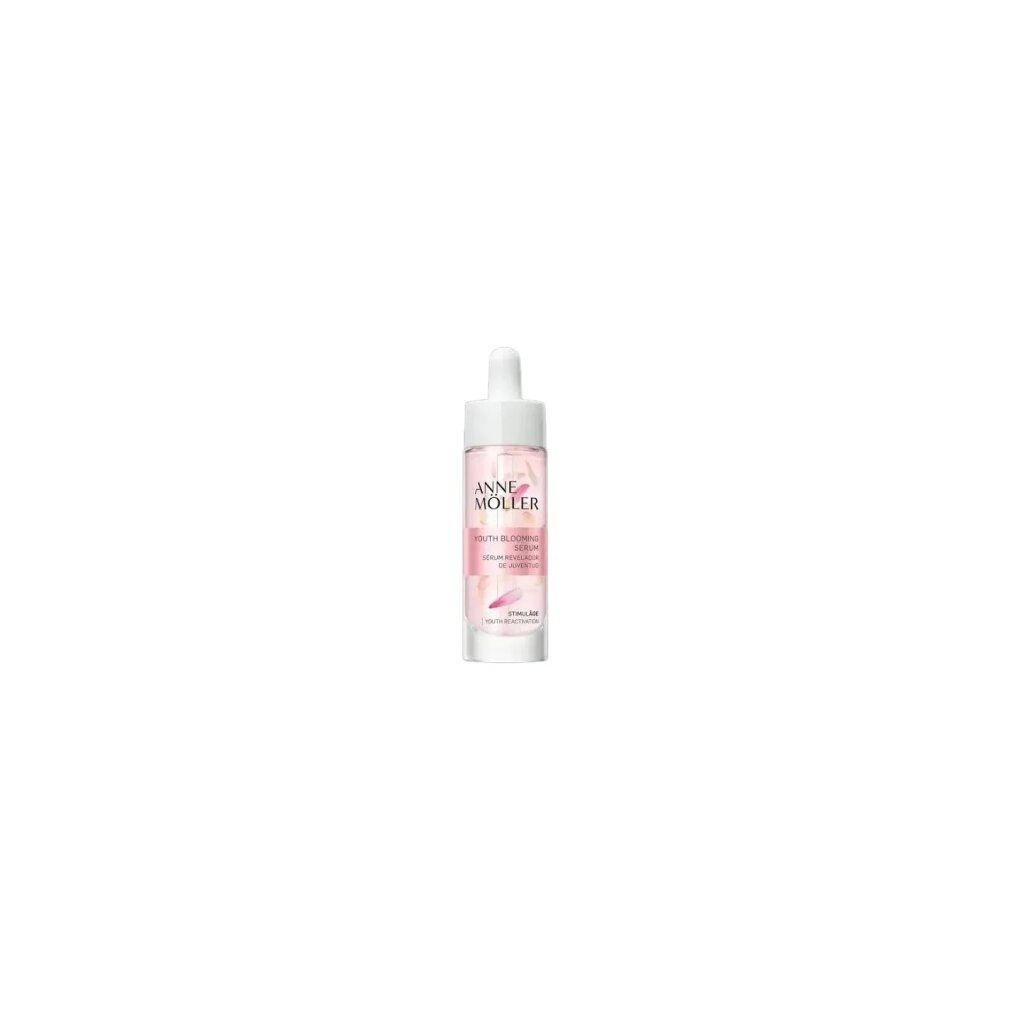 Serumflasche mit Pipette. Rosa Etikett mit Schriftzug: Intense Youth Rescue Serum. Marke: Anne Möller. Glasflasche.