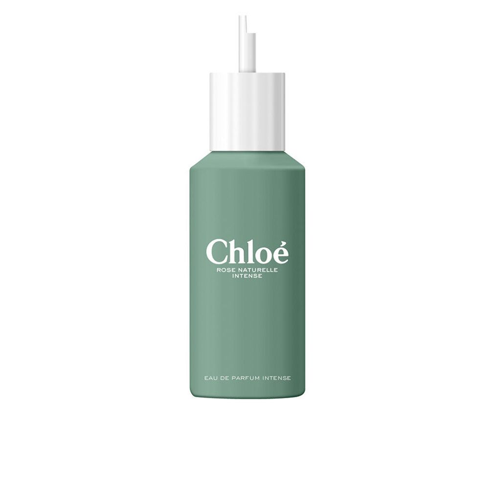 Grüner Flakon mit weißem Verschluss. Aufschrift: Chloé, Rose Naturelle Intense. Eau de Parfum Intense.